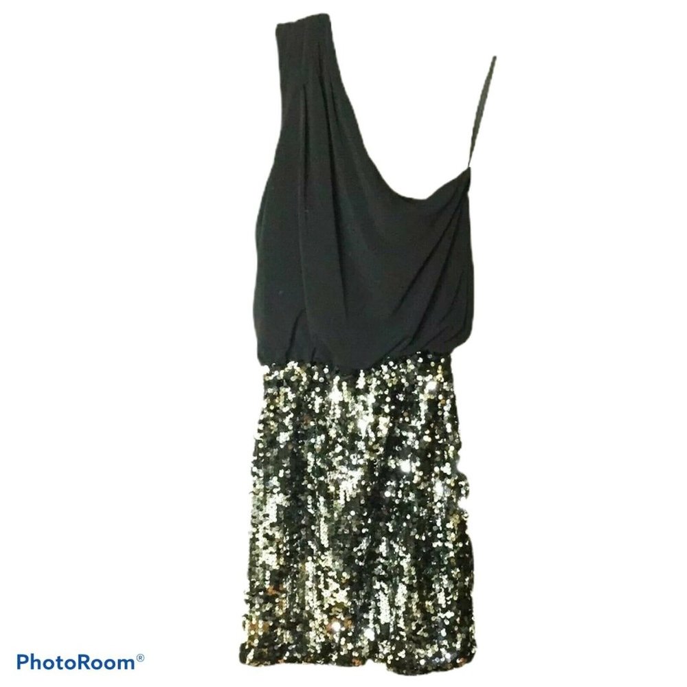 Way-In Women's Dress Black One Shoulder Top Sequins‎ Size XS